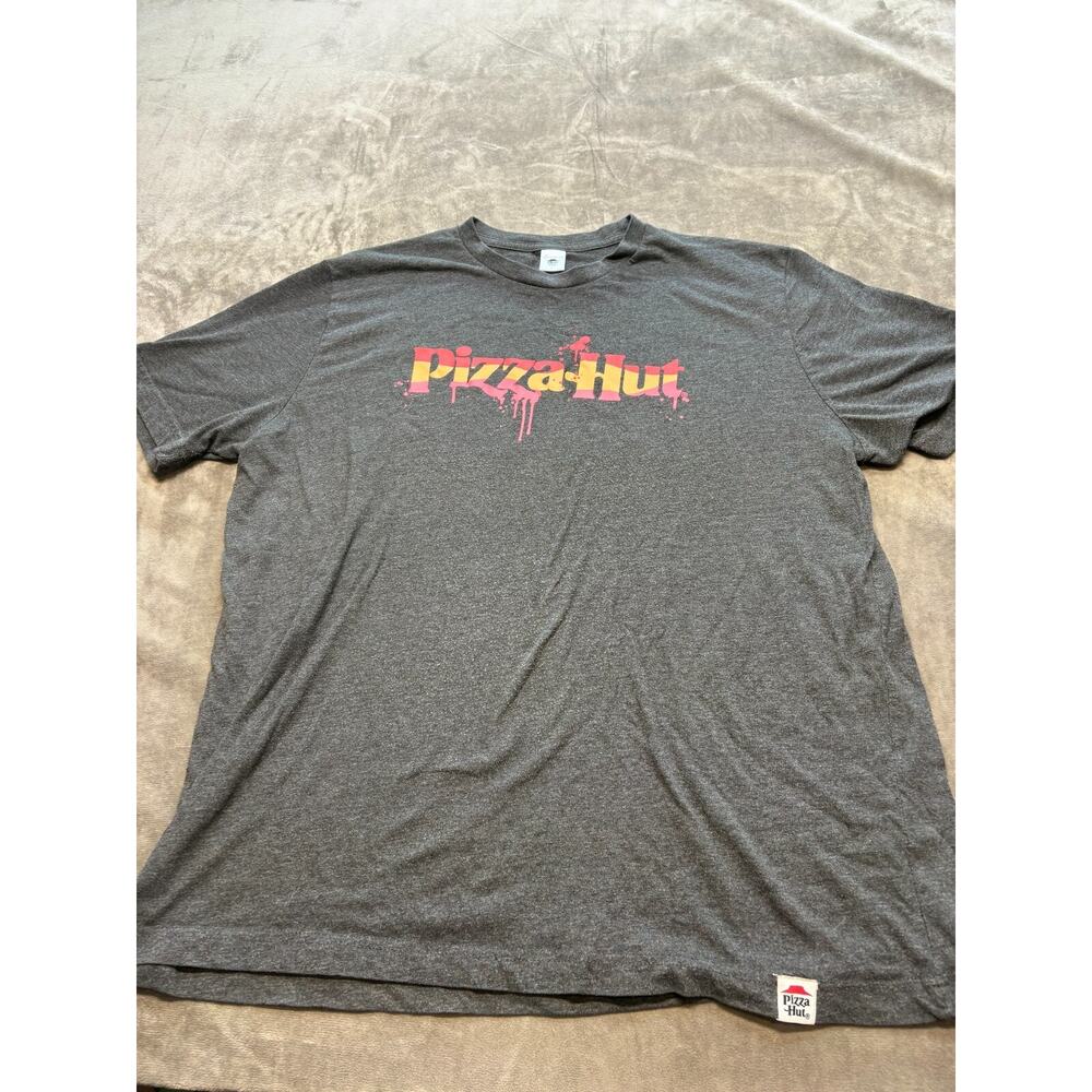 Pizza‎ Hut Shirt Mens Large Gray Red Logo Employee Uniform T Shirt